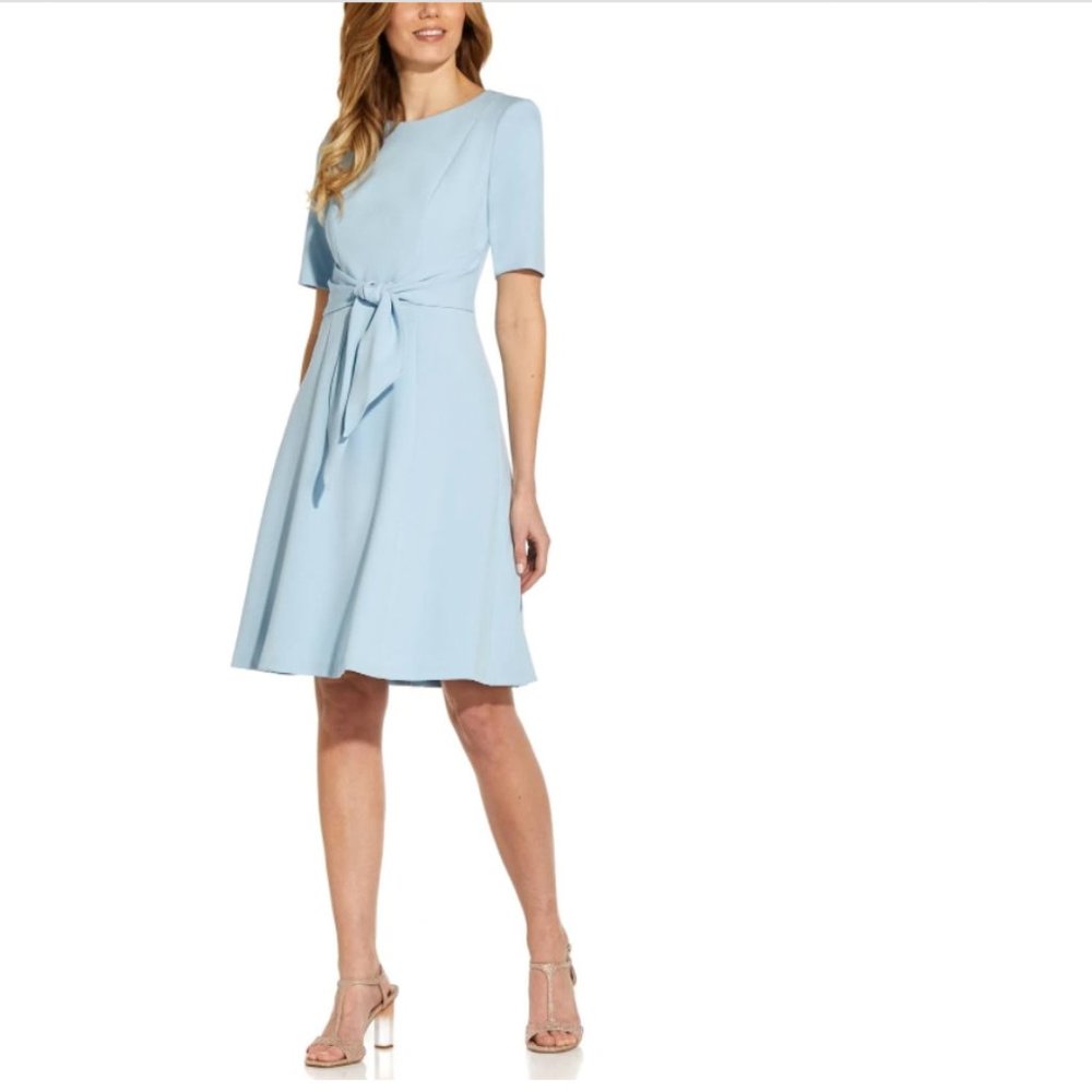 NWT Adrianna Papell Tie-Waist Crepe Mini Dress